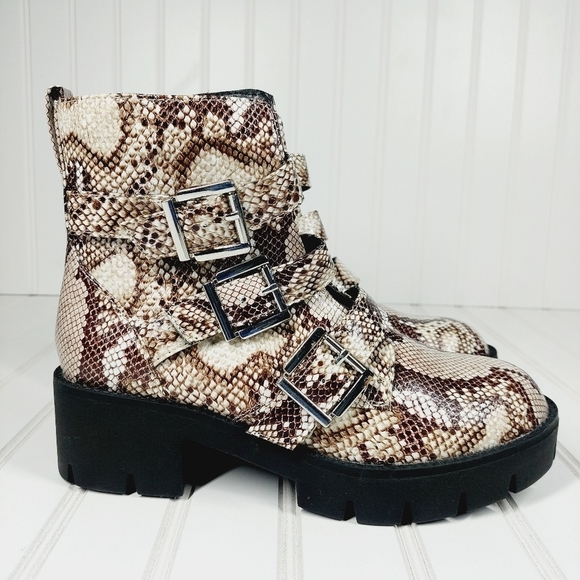 NEW BP Lilly Buckled Snake Print Moto Boot C408 - Picture 6 of 16